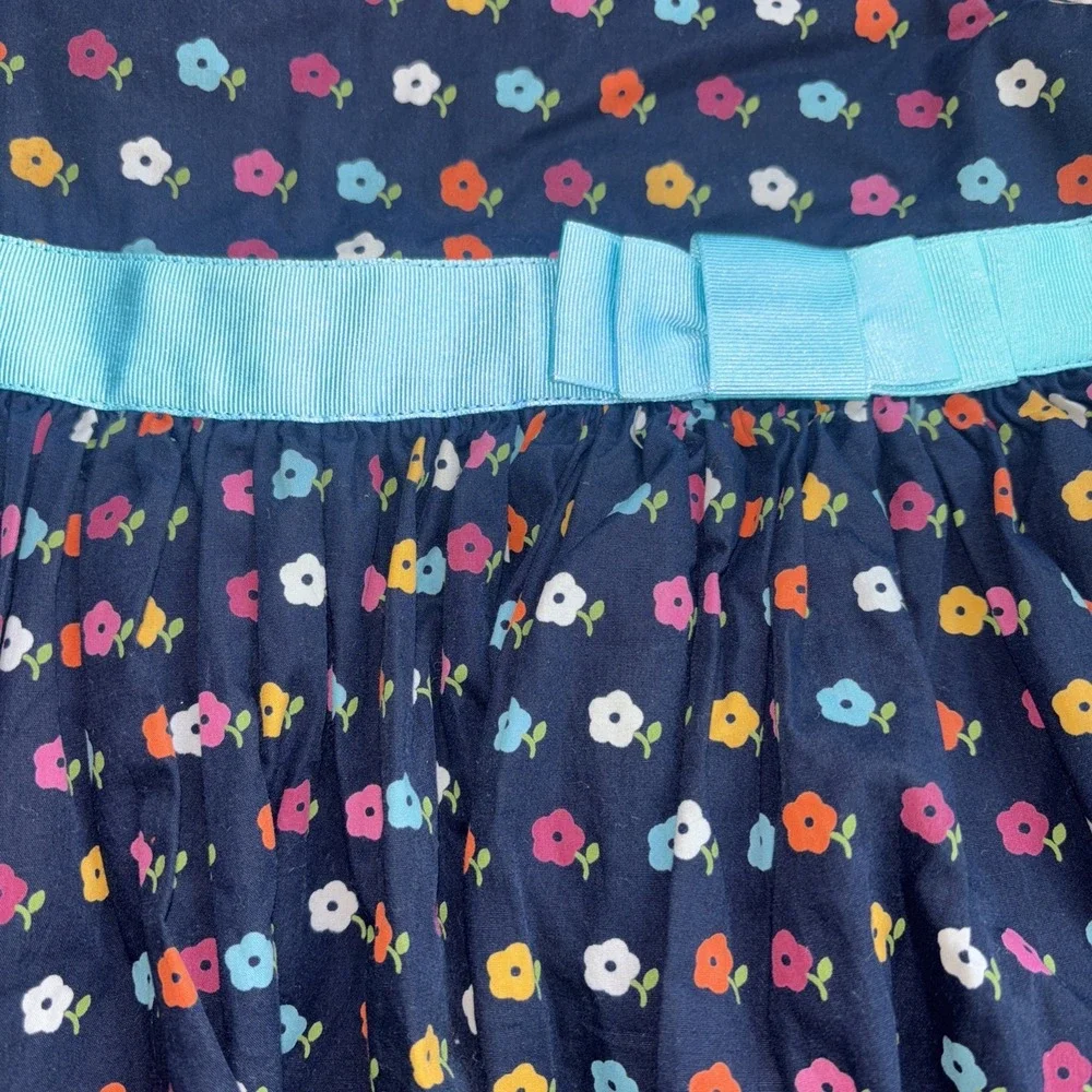 VTG Kids Gap Navy Blue MultiColor Floral Ribbon Dress Sleeveless Size 4 Headband